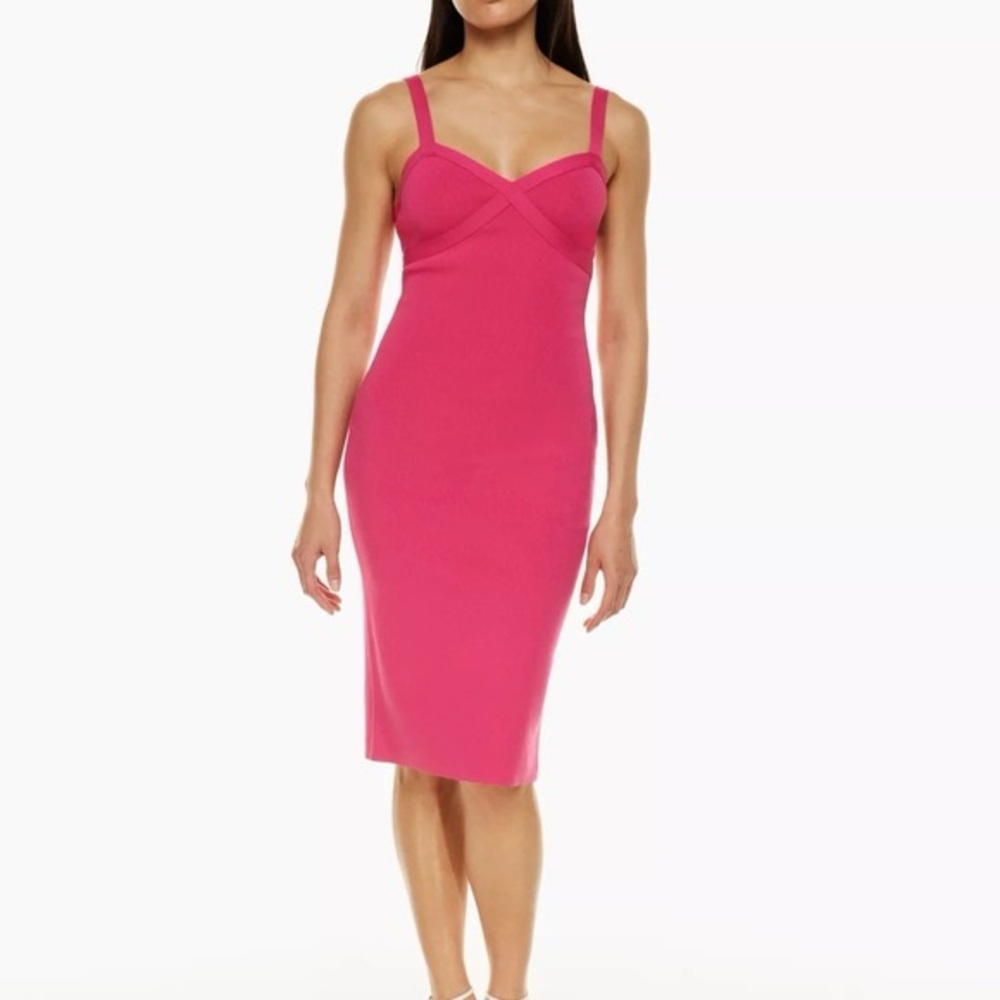 ARITZIA Babaton Greta sculpt knit dress in hot pink, size: small